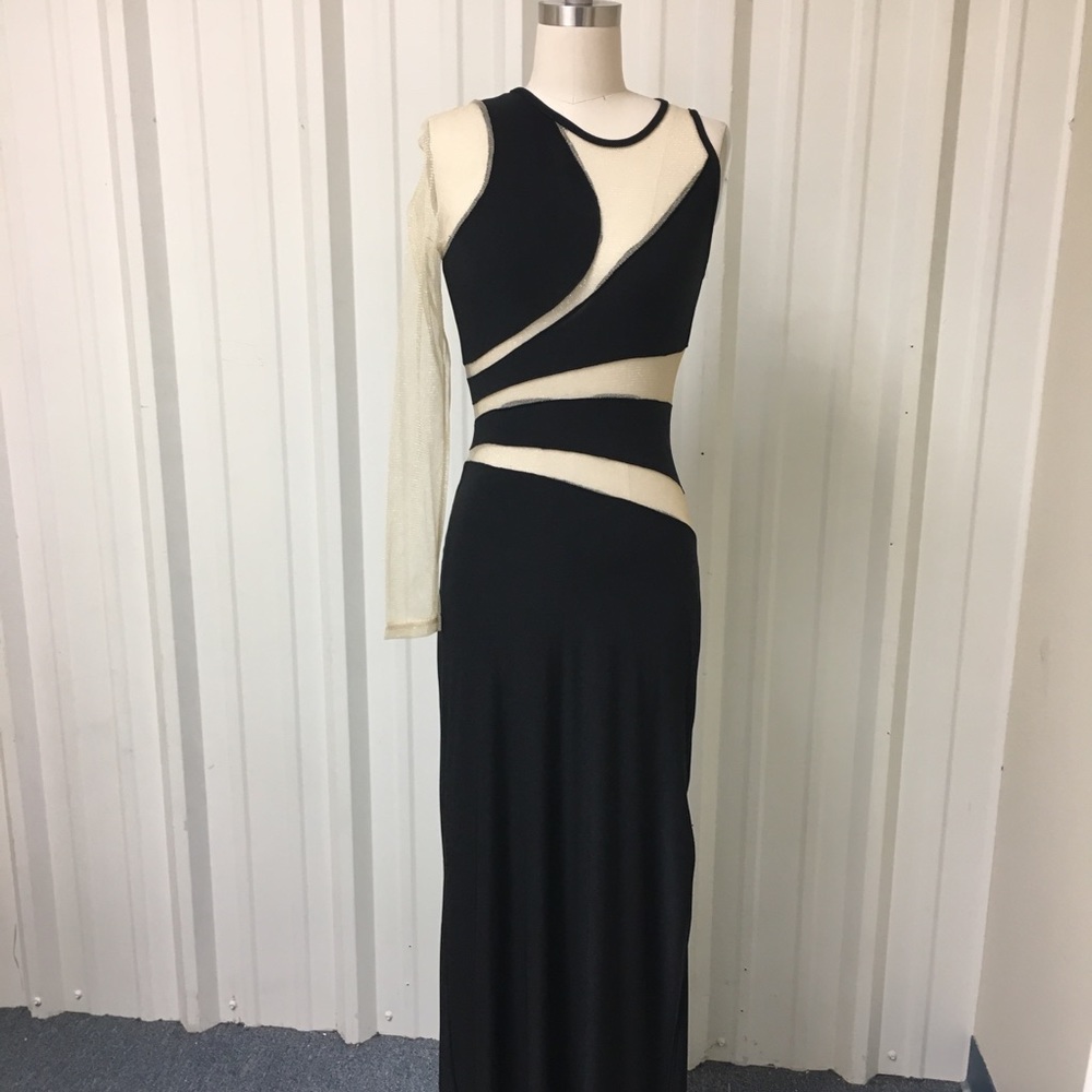 One sleeve sexy bodycon evening dress with cutouts